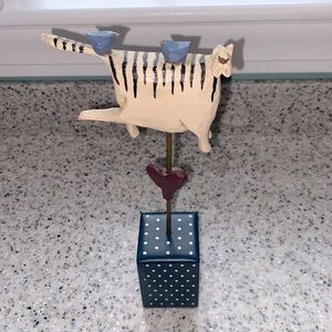 Birds on a Cat Williraye Weathervane Heart Blue Spin Around Cats Figurine WW1417